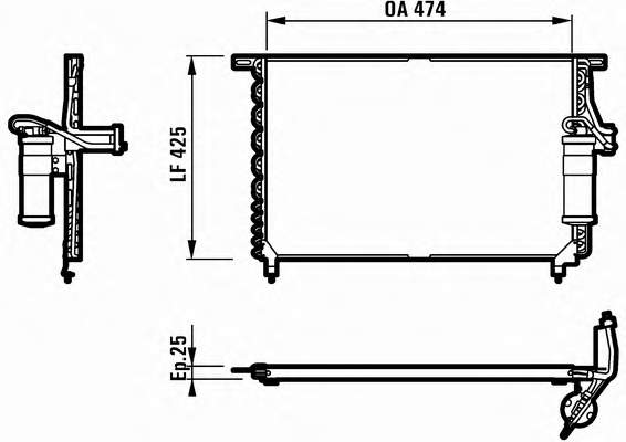 Radiador de aparelho de ar condicionado para Opel Omega 25, 26, 27