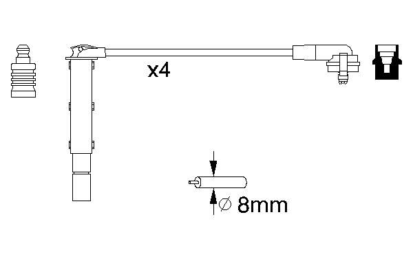 640 NGK Fios de alta voltagem, kit
