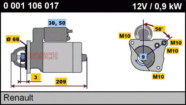 Motor de arranco 0001106017 Bosch
