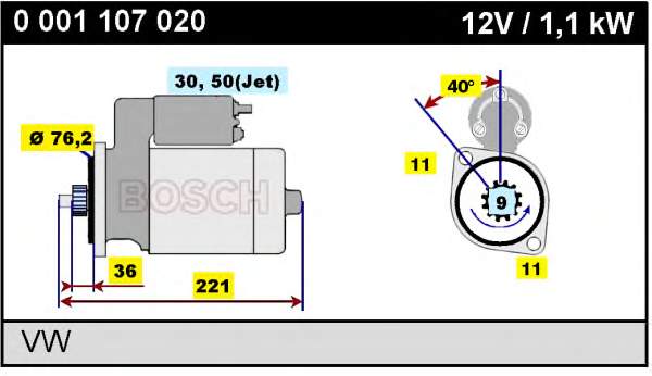 Motor de arranco 0001107020 Bosch