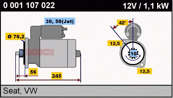 Motor de arranco Bosch 0001107022 preço, a partir de 57,89 USD