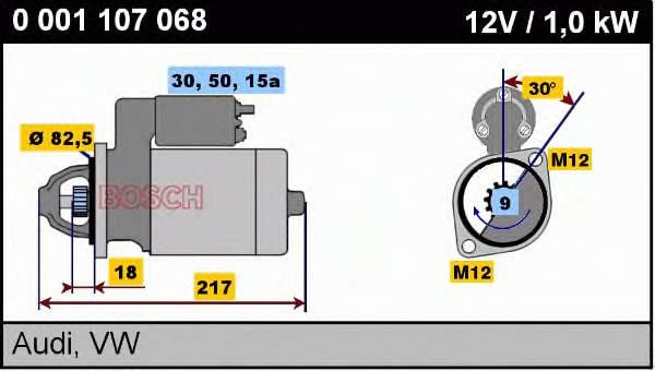 Motor de arranco 0001107068 Bosch