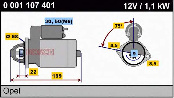 6202064 Opel Motor de arranco
