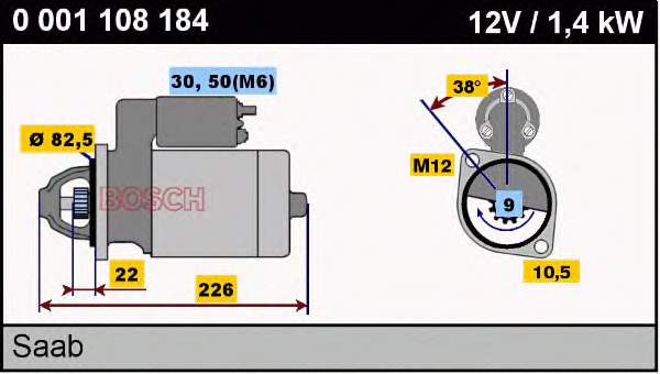 Motor de arranco 0001108184 Bosch