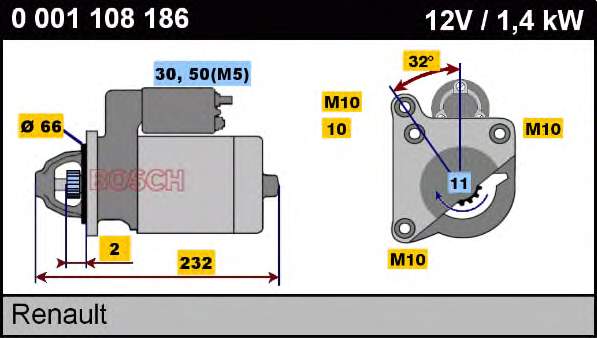 Motor de arranco 0001108186 Bosch