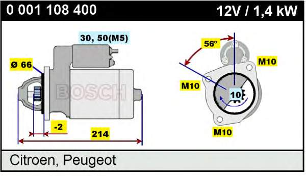 Motor de arranco 0001108400 Bosch