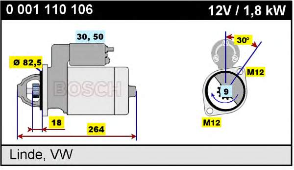 Motor de arranco 0001110106 Bosch