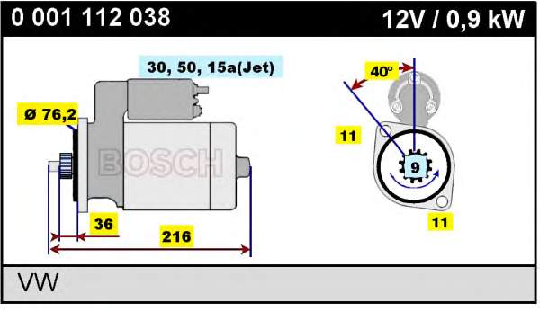 Motor de arranco 0001112038 Bosch