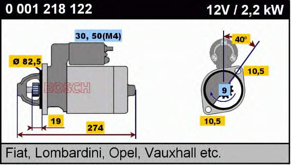 0001218122 Bosch Motor de arranco