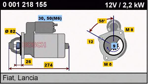 Motor de arranco Bosch 0001218121 preço, a partir de 61,29 USD