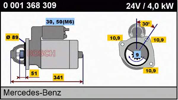 Motor de arranco 0001368309 Bosch
