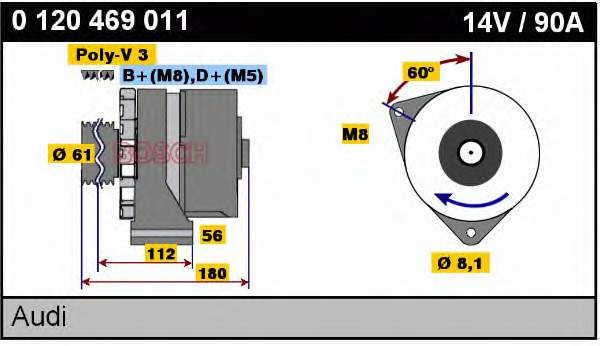 0120469012 Bosch Gerador