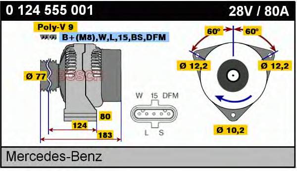Gerador 0124555012 Bosch