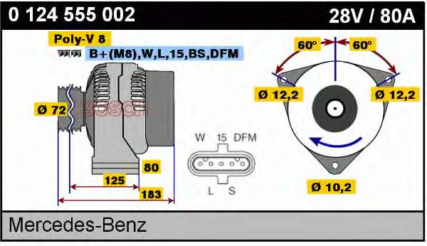 Gerador 0124555002 Bosch