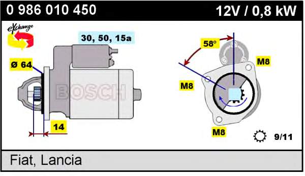 Motor de arranco Fiat/Alfa/Lancia 0046417006 preço, a partir de 61,40 USD