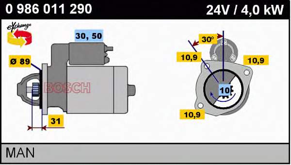 0986011290 Bosch Motor de arranco