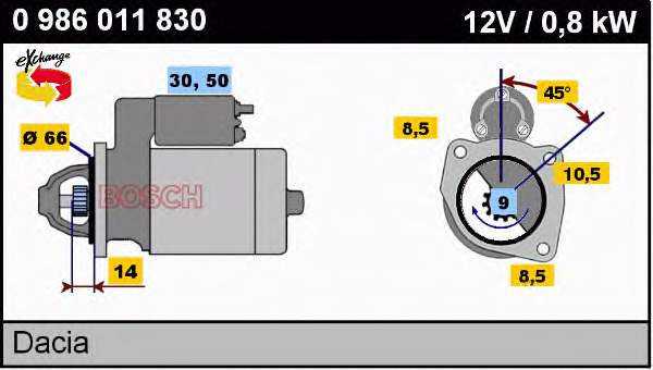 0986011830 Bosch Motor de arranco