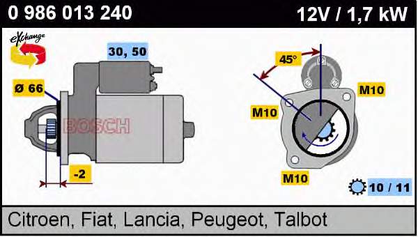0986013240 Bosch Motor de arranco