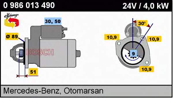 0986013490 Bosch Motor de arranco