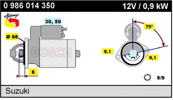 0986014350 Bosch Motor de arranco