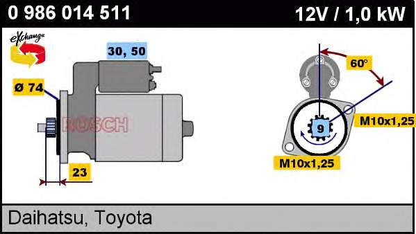2810072010 Toyota Motor de arranco