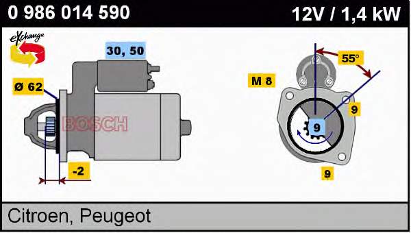 0986014590 Bosch Motor de arranco