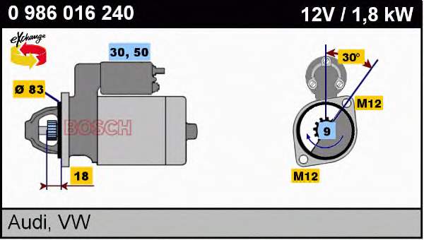 0986016240 Bosch Motor de arranco