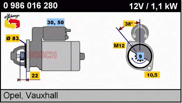 0986016280 Bosch Motor de arranco