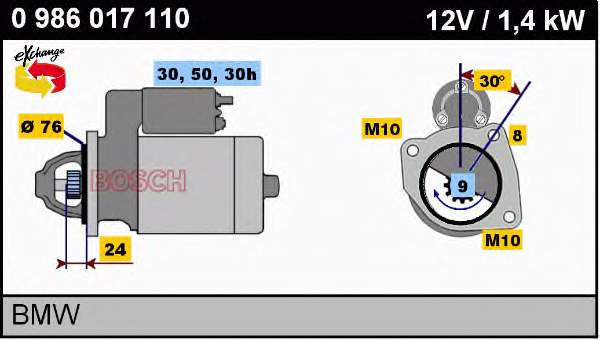 Motor de arranco Bosch 0986017110
