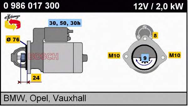 0986017300 Bosch Motor de arranco