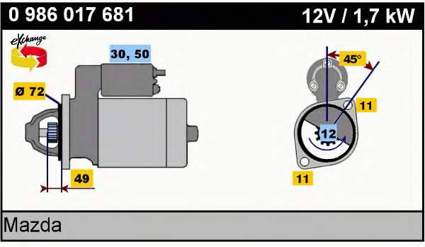 Motor de arranco Mazda K80518400 preço, a partir de 71,85 USD