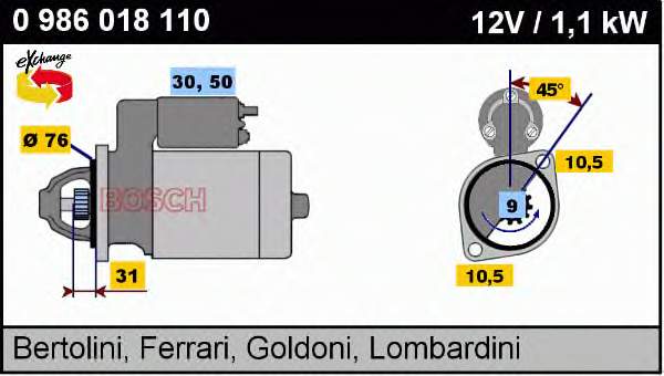 0001107099 Bosch Motor de arranco