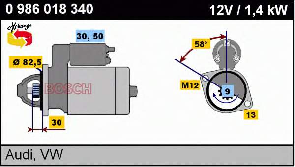 0986018340 Bosch Motor de arranco