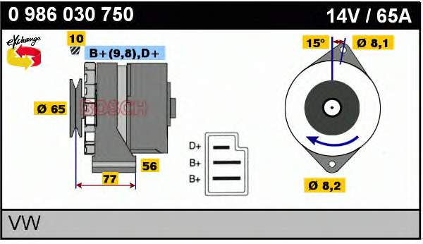 0986030750 Bosch Gerador