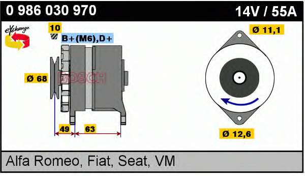 0986030970 Bosch Gerador