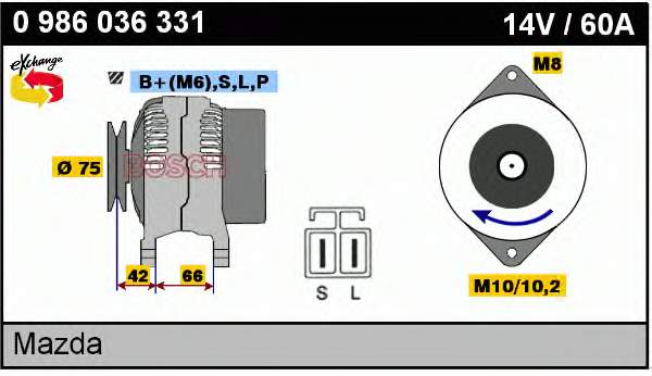 B67518300 Mazda Gerador