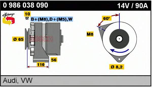 0986038090 Bosch Gerador