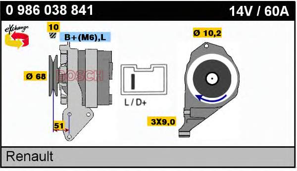 0986038841 Bosch Gerador