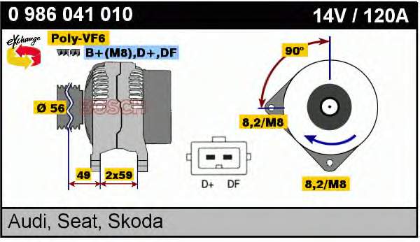 0986041010 Bosch Gerador