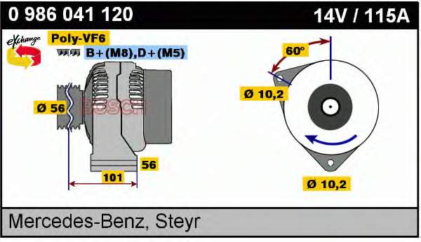 0986041120 Bosch Gerador