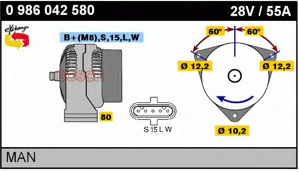 0986042580 Bosch Gerador