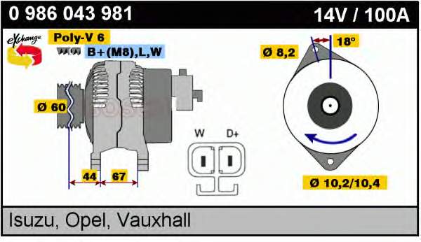 0986043981 Bosch Gerador