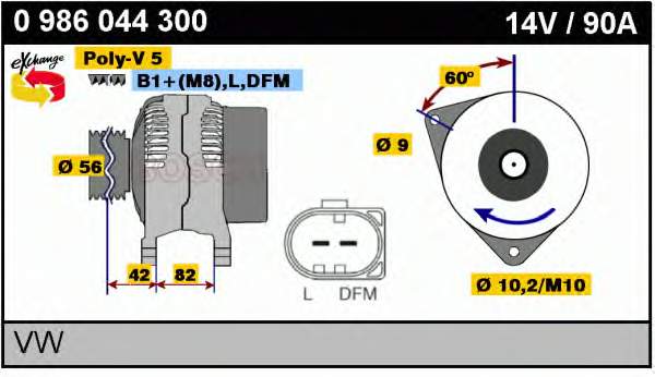 0986044300 Bosch Gerador