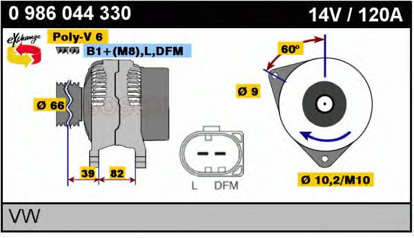 0986044330 Bosch Gerador