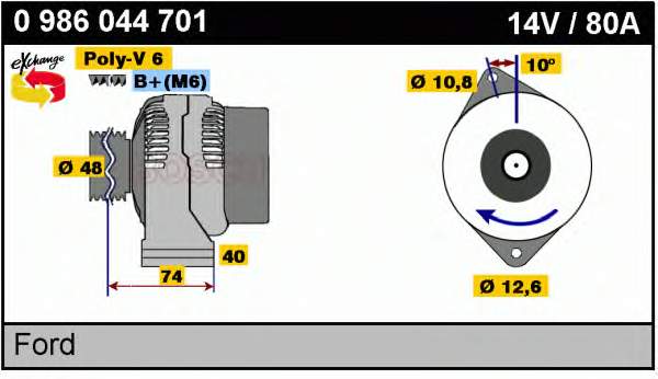 98AB10300GH Ford Gerador