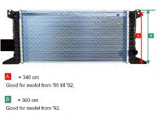 92VB8005EC Ford Radiador de esfriamento de motor