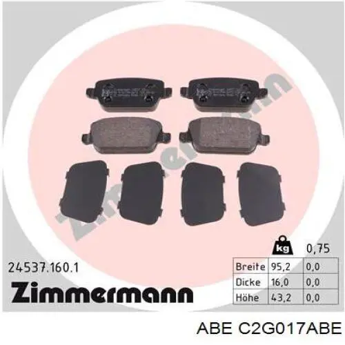 Compre C2G017ABE ABE Sapatas do freio traseiras de disco