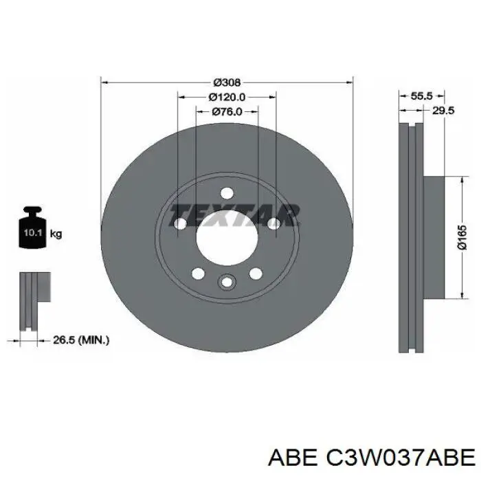 Compre C3W037ABE ABE Disco do freio dianteiro