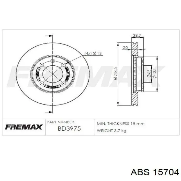 Compre 15704 ABS Disco do freio dianteiro