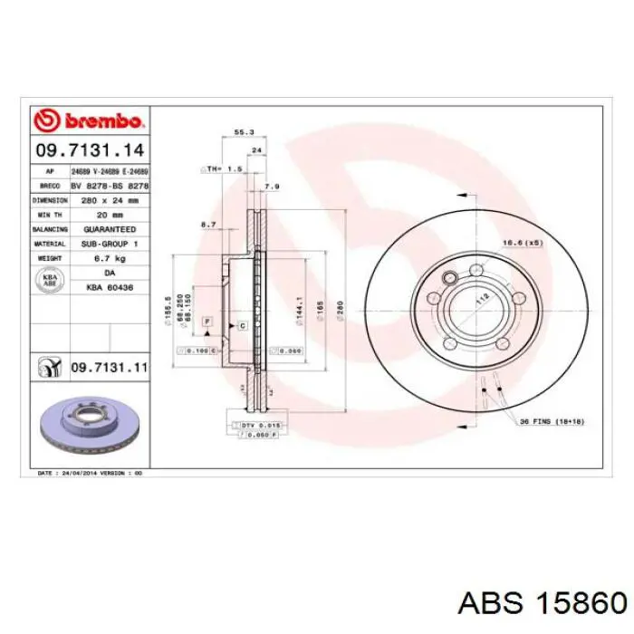 Compre 15860 ABS Disco do freio dianteiro